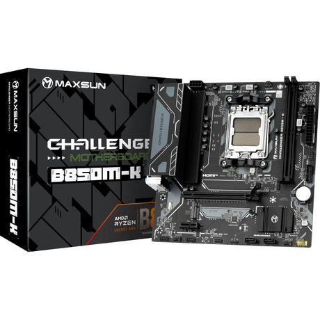 Maxsun MS-Challenger B850M-K Sockel AM5 Mainboard (schwarz, RAID, GB-LAN, Sound, µATX)