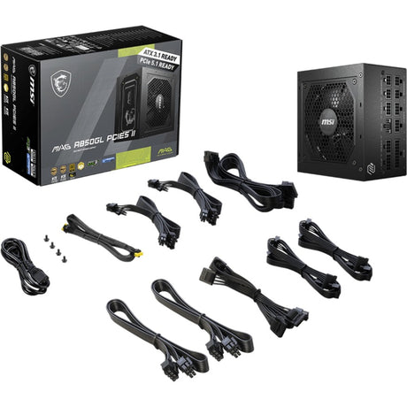 MSI Mag A850GL PCIe5 II Modulares 850-Watt-Netzteil (Schwarz, 1x 12V-2x6, 4x PCIe)