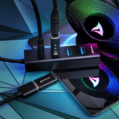 Sharkoon 4-Port USB 3.2 Gen 1 USB-Hub aus Aluminium (schwarz)