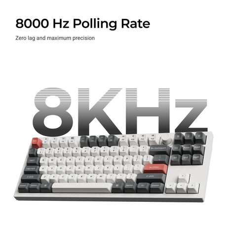 Keychron q3 ultra-m1 8k wireless custom mechanical keyboard (zwart, us lay-out (qwerty), silk pom red, 80% (tkl), rgb, hot swap, 8k, 2.4 ghz | bluetooth 5.2 | usb-c)