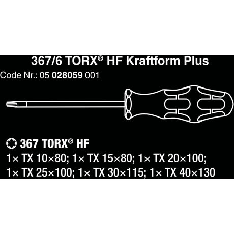 Wera 367 6 Torx HF Schraubendreher Set Kraftform Plus +