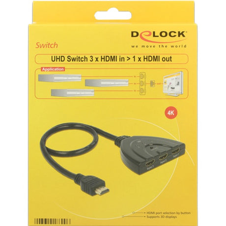 Delock 3 x HDMI Eingang > 1 x HDMI Ausgang HDMI Switch (schwarz, 50 Zentimeter, 4k)