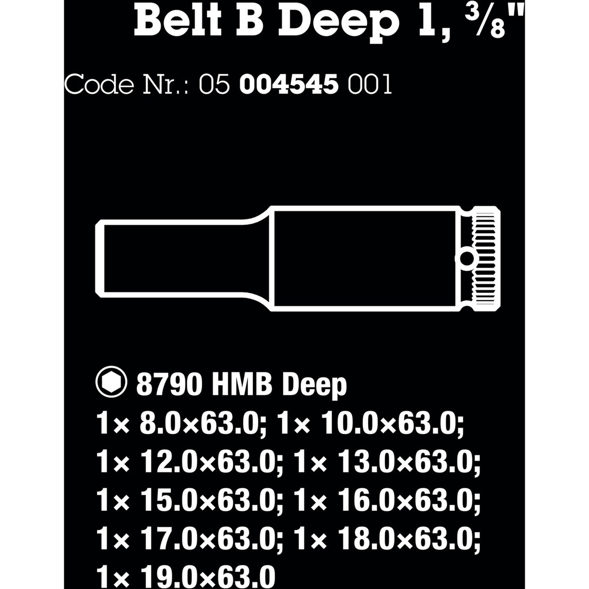 Waa Gürtel B Deep 1 Caps Set, mit 3 8 Antrieb, 9