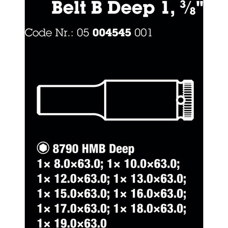 Waa Gürtel B Deep 1 Caps Set, mit 3 8 Antrieb, 9
