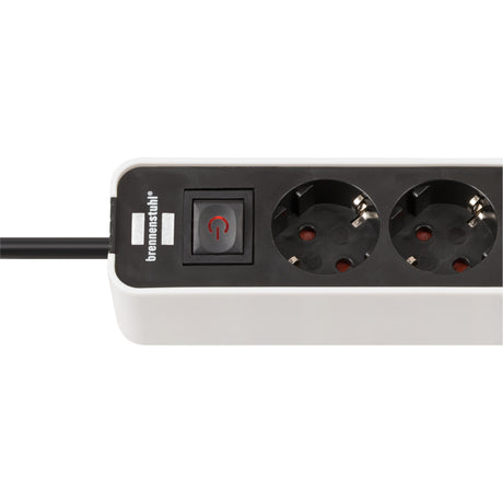Brennerstuhl ecolor 4-fach Steckdosenleiste mit 2 USB-Ladeanschlüssen (Mehrfachsteckdosenleiste USB-C mit Schalter und 1,5 m Kabel)