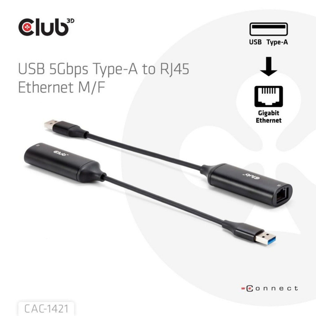 Club 3D USB-A-auf-RJ45-Ethernet-5-Gbit/s-Adapter (schwarz)