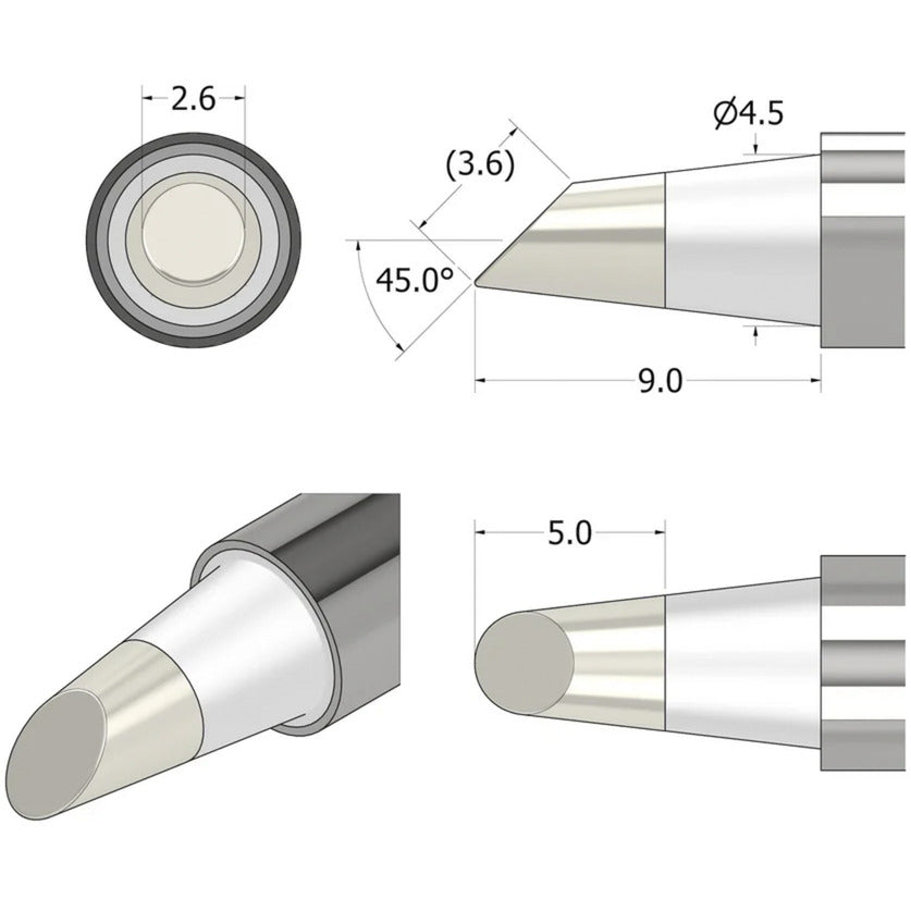 Ifixit Fixhub-Lötspitze, konisch abgeschrägt, 2,6 mm Lötkolben (Silber)