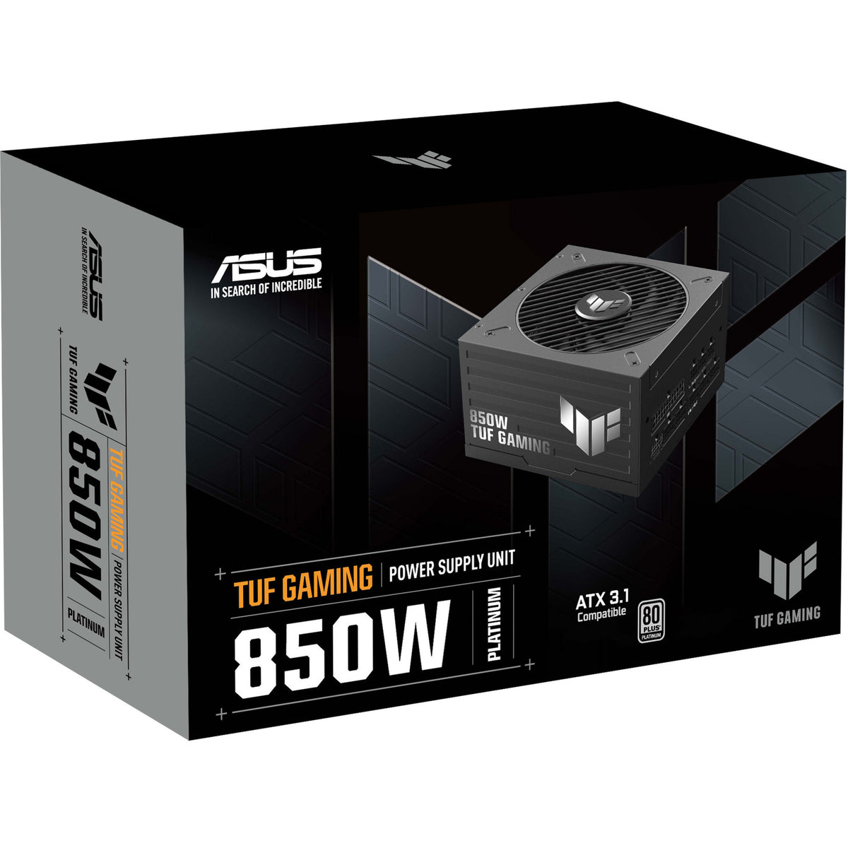 Asus tuf gaming platinum modulaire 850 watt voeding (zwart, 1x 12v-2x6, 3x pcie)