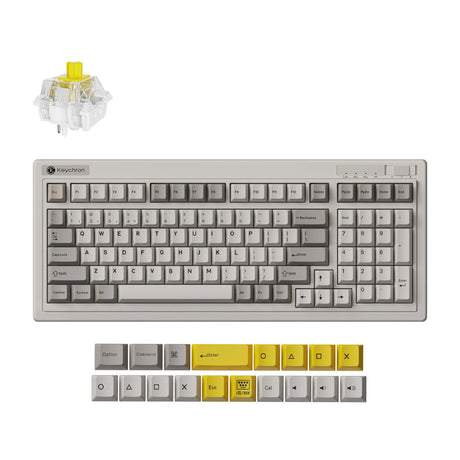 Keychron R5-M4 QMK kabellose mechanische Tastatur (grau, US-Layout (QWERTY), Super Banana, 96 %, RGB, Cherry PBT, Hot Swap, 2,4 GHz Bluetooth 5.3 USB-C)