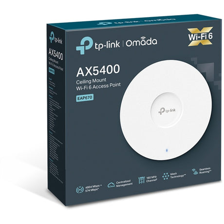 Tp-Link Omada EAP670 AX5400 WiFi 6 Access Point zur Deckenmontage, Mesh Access Point (weiß, PoE)