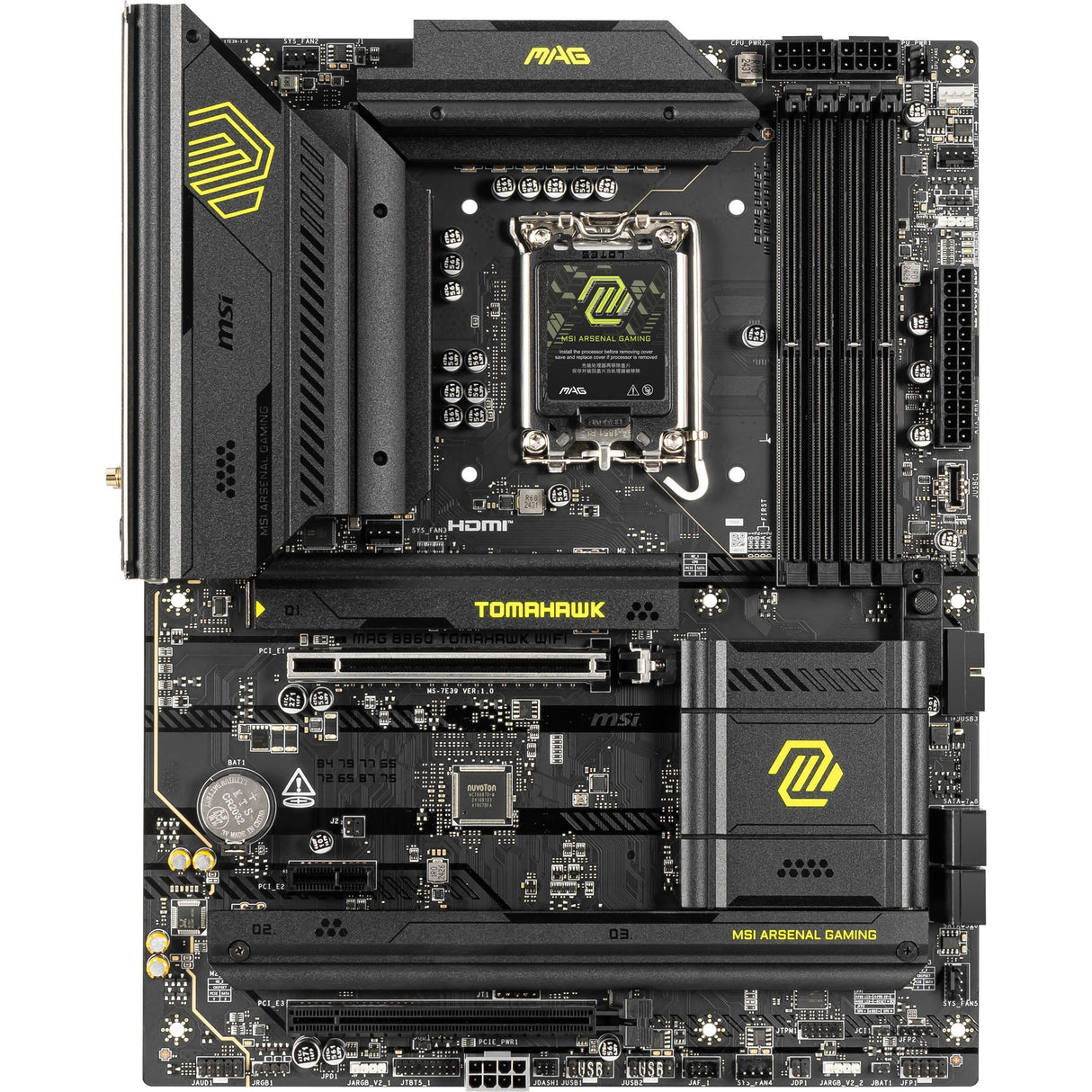 MSI Mag B860 Tomahawk WiFi Socket 1851 Motherboard (RAID, 5GB-LAN, WiFi 7, BT, Sound, ATX)