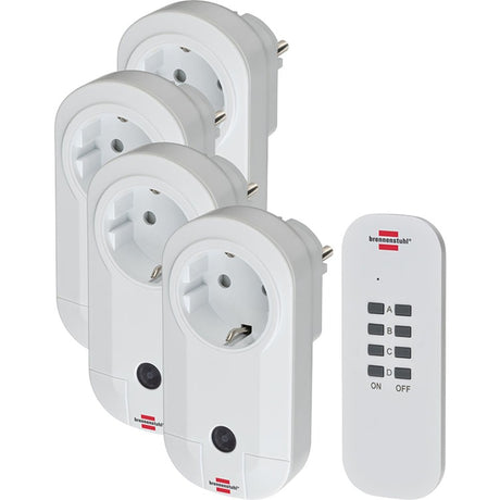 Brennerstuhl Funkschalter-Set RC CE1 4001, 4er-Set Funksteckdosen (für den Innenbereich, mit Handsender und höherem Berührungsschutz) weiß