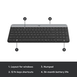 Logitech mk470 schlankes kabelloses Desktop-Set (schwarz, US-internationales Layout (QWERTZ), Scherenschalter, 100 %, 1000 dpi)