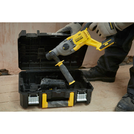 Stanley Fatmax V20 18 V bürstenloser Akku-Bohrhammer Combo Kit Hammerbohrer (Gelb Schwarz, SDS+, 2 Akkus und Ladegerät im Lieferumfang enthalten, mit Koffer)