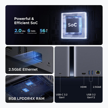 Ugreen nasync dh4300 plus (grau, 1x 2,5GBE, HDMI, USB-C)