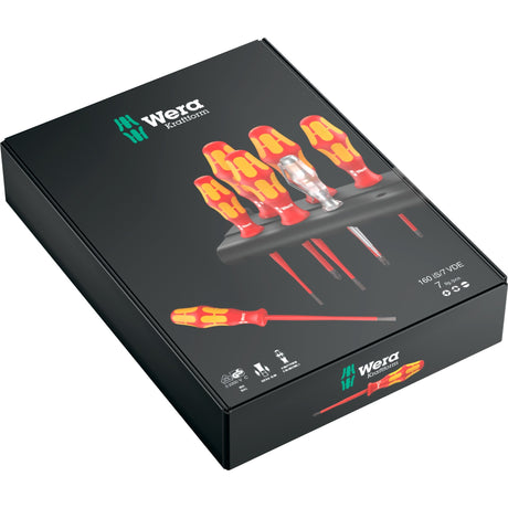 Wera 160 is 7 Schraubendreher-Set Kraftform plus Serie 100 (rot gelb, einpoliger Phasenprüfer, Halter, 7-teilig)