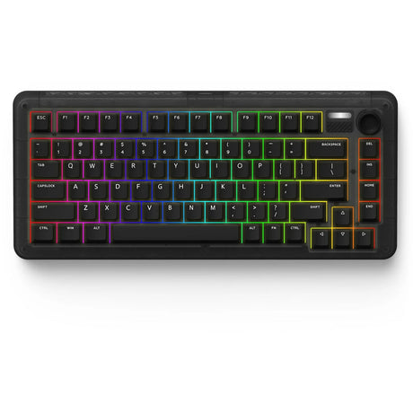 Iqunix ZX75 Dark Side kabellose mechanische Tastatur (Schwarz, US-Layout (QWERTY), Gateron Brown, 75 %, RGB-LEDs, Hot-Swap-fähig, Double-Shot PBT, 2,4 GHz | Bluetooth 5.1 | USB-C)