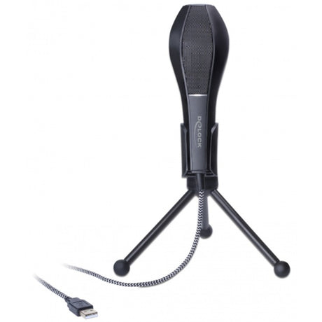 Delock USB-Kondensatormikrofon (schwarz, mit Tischständer)