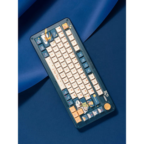 Iqunix ZX75 Sky Encounter kabellose mechanische Tastatur (blau, US-Layout (QWERTY), Iqunix Silent Rose, 75 %, RGB-LEDs, Hot-Swap-fähig, Double-Shot PBT, 2,4 GHz | Bluetooth 5.1 | USB-C)
