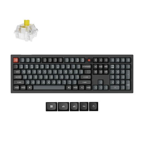 Keychron V6W-D4 8K QMK kabelgebundene benutzerdefinierte mechanische Tastatur (schwarz, US-Layout (QWERTY), Superbanane, 100 %, RGB-LEDs, Double-Shot-PBT, Hot-Swap, 8K, Taste)