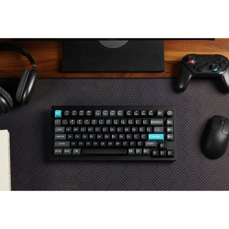 Keychron Q1 Ultra-M1 8K kabellose, benutzerdefinierte mechanische Tastatur (schwarz, US-Layout (QWERTY), Seidenpom-Rot, 75 %, RGB, Hot-Swap, 8 K, 2,4 GHz | Bluetooth 5.2 | USB-C)