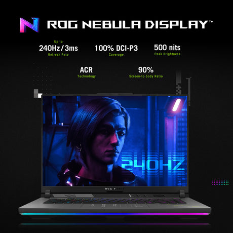 Asus rog strix g16 g614fr-s5213w 16 gaming laptop (grijs groen | ryzen 9 9955hx | rtx 5070 ti | 32 gb | 1 tb ssd)