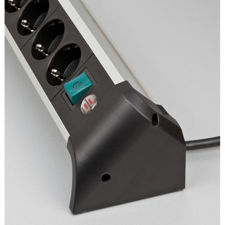 Brennerstuhl Aluminium-Office-Line-Steckdosenleiste mit USB-Ladefunktion, 4-fach schaltende Steckdosenleiste