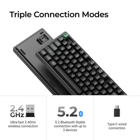 Keychron k10 ultra 8k wireless custom mechanical keyboard (zwart, us lay-out (qwerty), apex red, 100%, rgb leds, osa double-shot pbt, usb-c | 2.4 ghz | bluetooth 5.2)