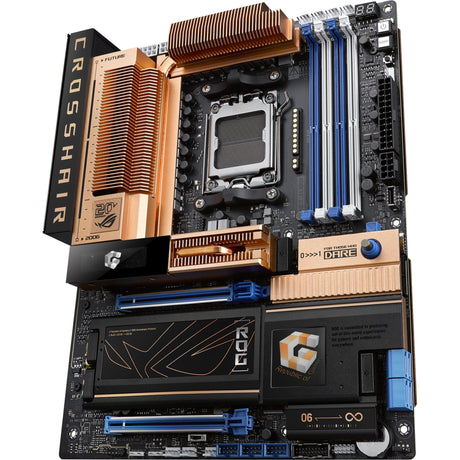 Asus rog crosshair 2006 socket am5 moederbord (zwart brons, raid, 5 gb-lan, 10 gb-lan, wi-fi 7, bt, sound, atx)