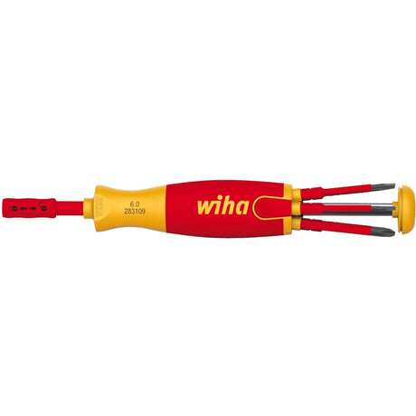 Wiha Schraubendreher mit Bitmagazin Liftup Electric (Rot Gelb, inkl. 6 Slim-Bits)