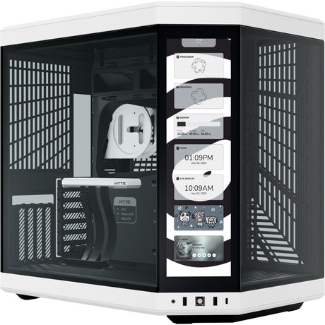 Hyte y70 Touch Infinity Midi-Tower-Gehäuse (weiß schwarz | 2x USB-A | 1x USB-C | gehärtetes Glas)