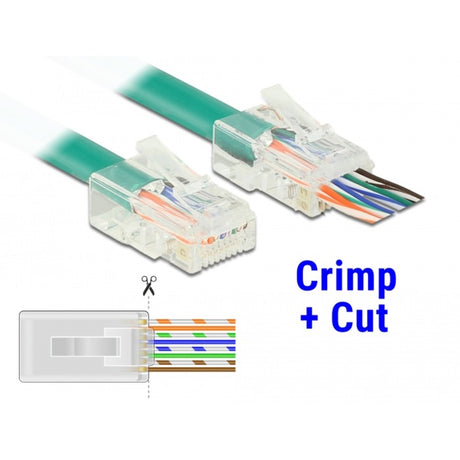 Delock RJ45 Crimp+Cut Stecker Cat.5e UTP Stecker (transparent, 20 Stück)
