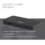 Club 3d csv-2512 kvm switch dual usb-c naar hdmi kvm-switch (zwart, 4k 60hz)