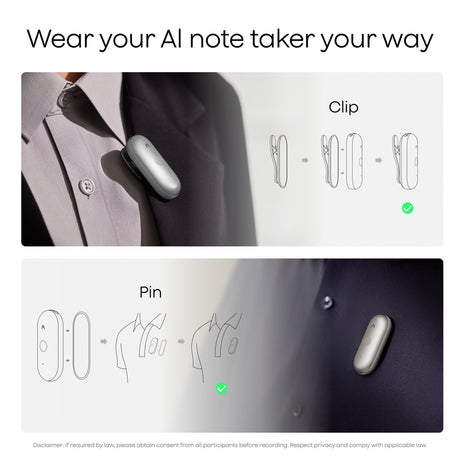 Plaud Notepins Diktiergerät (lila, 64 GB, Bluetooth 5.2 BLE (Bluetooth Low Energy) Wi-Fi)