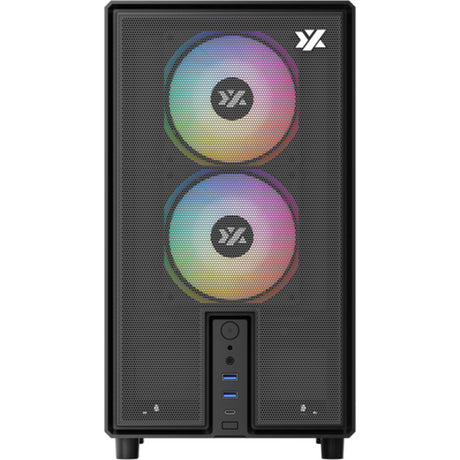 Xyz PC Gear Atom Midi-Tower-Gehäuse (schwarz | 2x USB-A | 1x USB-C | gehärtetes Glas)