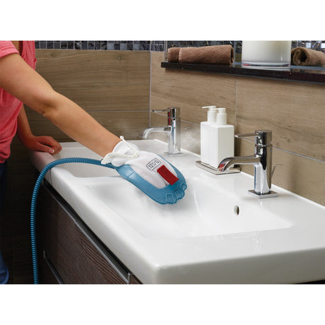 Black+Decker 1600 W Steam-Mop BHSM1615DAM-QS Dampfreiniger (weiß blau, inkl. Steamitt, Delta-Fuß und 17 Zubehörteile)