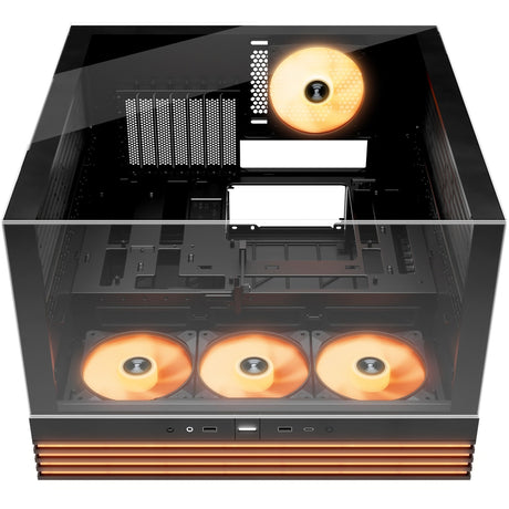 Ruhig sein! Lichtsockel 600 lx Midi-Tower-Gehäuse (schwarz | 2x USB-A | 1x USB-C | RGB | Fenster)