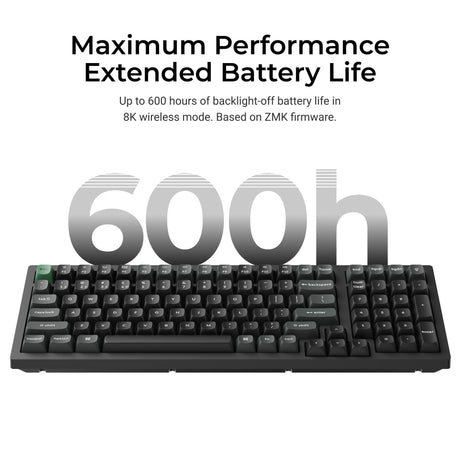 Keychron k10 ultra 8k wireless custom mechanical keyboard (zwart, us lay-out (qwerty), apex brown, 100%, rgb leds, osa double-shot pbt, usb-c | 2.4 ghz | bluetooth 5.2)