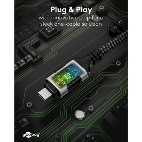Goobay Netzwerkadapter USB-C 3.2 gen1 auf RJ-45 (Schwarz Silber, 2 Meter)