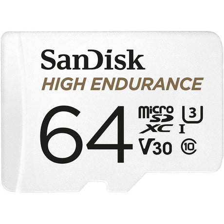Sandisk High Endurance microSDXC 64 GB Speicherkarte (weiß, Klasse 10, v30, u3, inkl. Adapter)