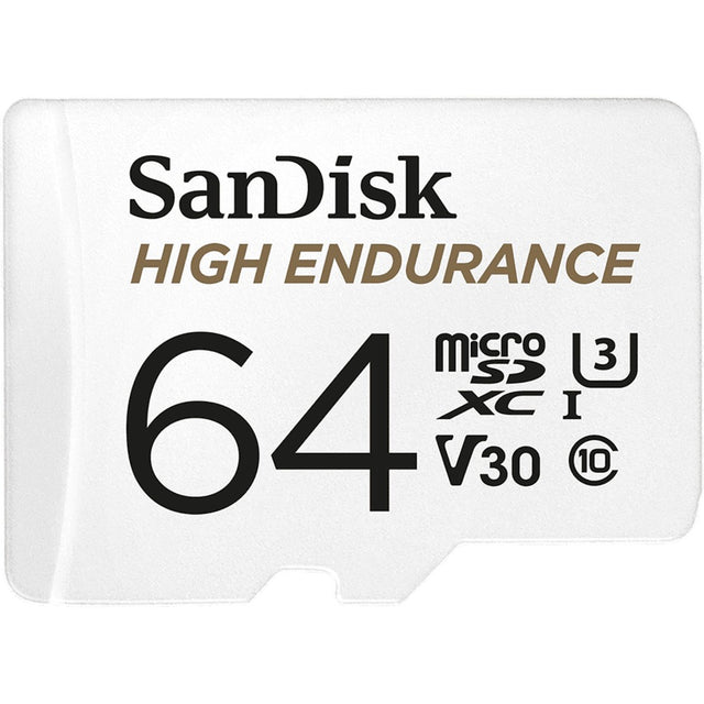 Sandisk High Endurance microSDXC 64 GB Speicherkarte (weiß, Klasse 10, v30, u3, inkl. Adapter)