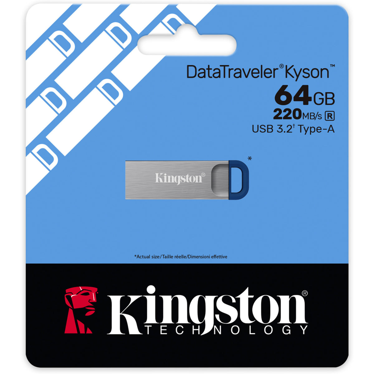 Kingston datatraveler kyson usb flash drive 64 gb usb-stick (zilver blauw, usb-a 3.2 (5 gbit s))