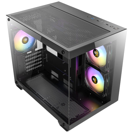 Antec cx600m argb Mini-Tower-Gehäuse (schwarz | 3x USB-A | gehärtetes Glas)