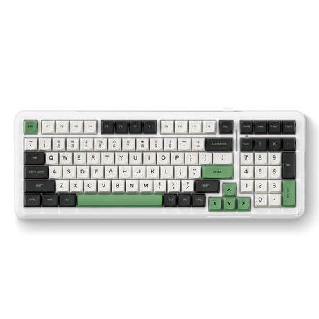 Mchose K99 Emerald Green Hyacinth Kabellose mechanische RGB-Tastatur mit Dichtungsmontage (weiß, US-Layout (Qwerty), KTT Hyacinth, RGB, Hot Swap, Double-Shot PBT, kabellos | Bluetooth | USB-C)