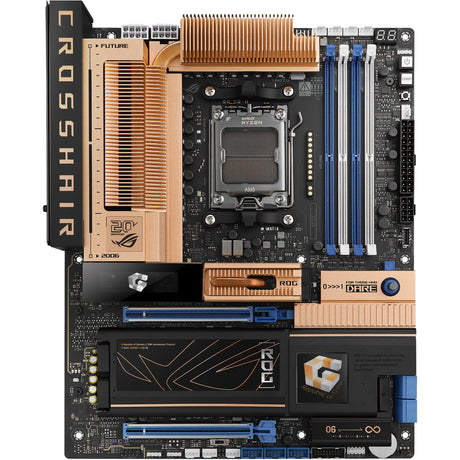Asus rog crosshair 2006 socket am5 moederbord (zwart brons, raid, 5 gb-lan, 10 gb-lan, wi-fi 7, bt, sound, atx)