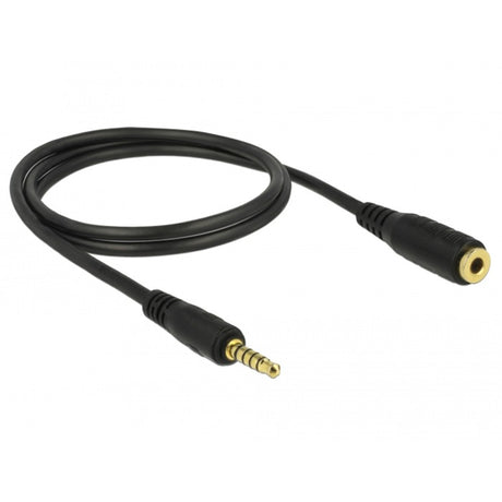 Delock Stereo Klinke 3,5 mm 5-Pin (Stecker) > 3,5 mm 5-Pin (Buchse) Kabel (schwarz, 1 Meter)