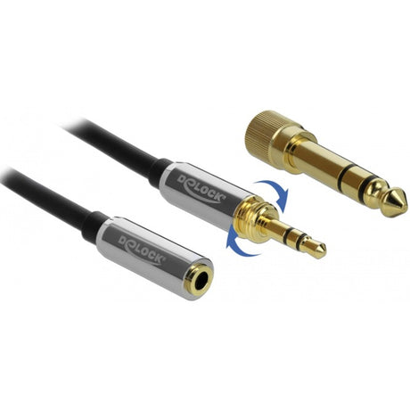 Delock Stereo Klinke 3,5 mm 3 Pin Stecker > Buchse Verlängerungskabel (schwarz, 2 Meter)