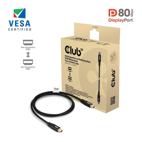 Club 3D Mini DisplayPort auf Mini DisplayPort DP80 Bidirektionales Kabel (Schwarz, 1 Meter, Vesa-zertifiziert)