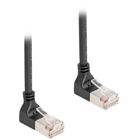Delock RJ45 Netzwerkkabel Cat.6a S FTP Slim 90° nach oben nach oben gewinkelt 5 m Kabel (schwarz)
