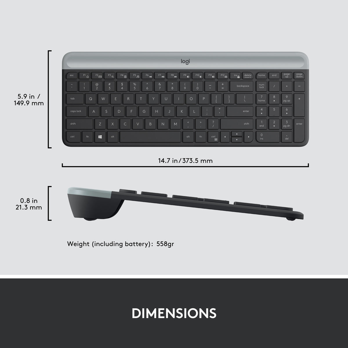 Logitech mk470 schlankes kabelloses Desktop-Set (schwarz, US-internationales Layout (QWERTZ), Scherenschalter, 100 %, 1000 dpi)